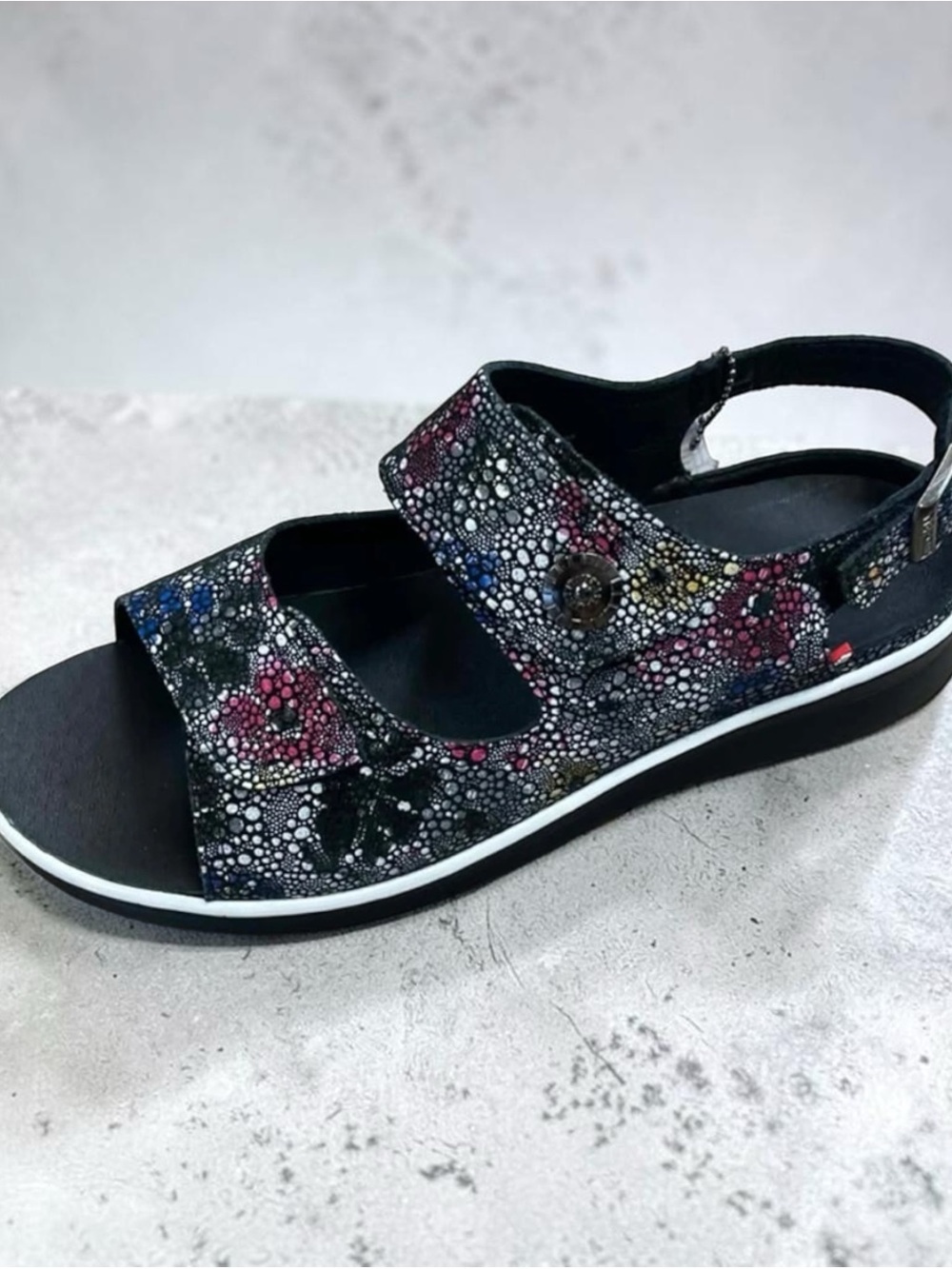 Lyra Black Multi-Color Comfort Sandal
